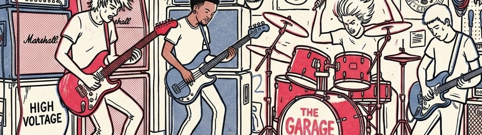 The barn rehearsal — guitars and amps