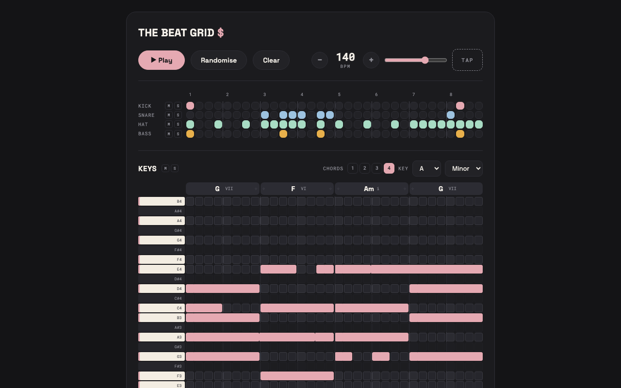 The Beat Grid — a browser drum machine and sequencer